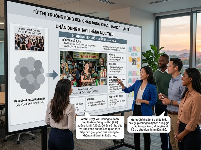 Nội dung tuyên bố định vị thương hiệu gồm khách hàng, nhu cầu, giá trị và khác biệt